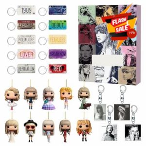 Pop Music Lover Advent Calendar 24 Gifts Countdown Calendar Halloween Christmas Acrylic Decoration Keychain or DIY Jewelry Bracelets Making Kit Gift Charm Beads (01-2-Grey