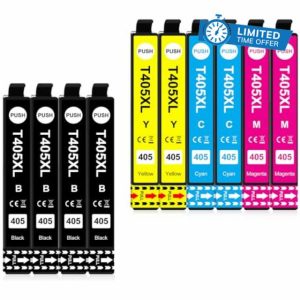 Clywenss 10-Pack 405XL Ink Cartridges Compatible with Epson 405 XL Multipack for WorkForce Pro WF-4820 WF-3820 WF-7310 WF-7830 WF-7840 WF-4830 WF4820 WF3820 WF7310 WF7830 WF7840 Printer (4BK 2C 2M 2Y)