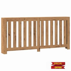 idaXL Radiator Cover Heater Shelf - Artisian Oak Engineered Wood - Modern Slatted Design