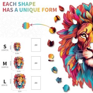 Unique Animal Shape Wooden Jigsaw Puzzles for Adults and Kids(Resolute Lion)