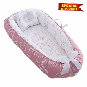 SHITOOMFE Baby Sleep Lounger Baby Cushion Lounger Soft Cotton Portable Sleeping Pod With Pillow Portable Detachable And Washable Bed For Newborns Bed Crib + Pillow Style4