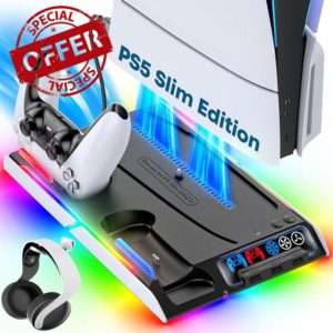 PS5 Slim Stand with Cooling Station for PS5 Slim Disc & Digital Console