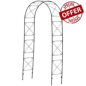 Gr8 Garden Decorative Cross Design Metal Heavy Duty Rose Arch Frame Archway Path Support for Climbing Tall Ivy Plant Flower Trellis