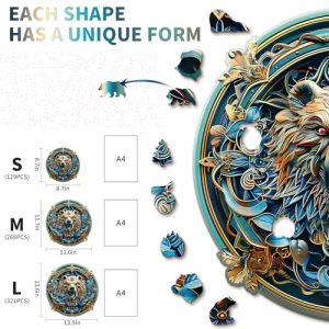 Unique Animal Shape Wooden Jigsaw Puzzles for Adults and Kids(Angry Bear)