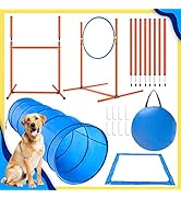 X XBEN Dog Agility Equipment Set Includes 60CM Dog Tunnel/Dog Agility Jumps/Dog Weave Poles/Dog H...