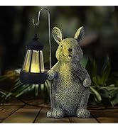 UrbanHaven Outdoor Solar Light Rabbit Family Lantern, Garden Resin Ornaments with Solar Post Ligh...