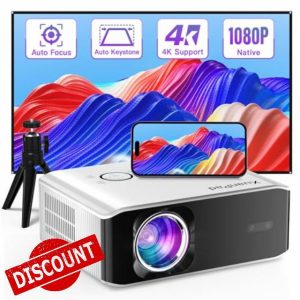 【AI Auto Focus & Keystone】Projector 4K Supported