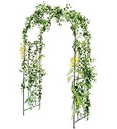 COSTWAY Garden Arch with Metal Frame, Decoration Trellis Stand for Rose Vines Climbing Plant, Wid...