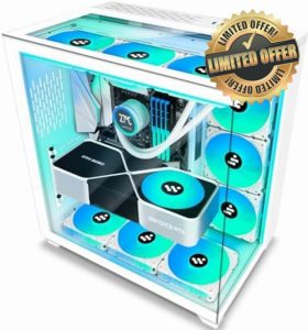 AMANSON PC Case - ATX Tower Tempered Glass Gaming Computer Case with 6 PWM ARGB Fans