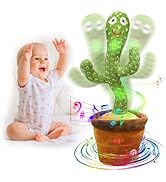 seOSTO Dancing Cactus Toy Repeat What You Say, Talking Cactus Toy Singing Cactus Mimic Toy Baby T...