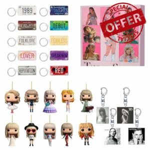 Pop Music Lover Advent Calendar 24 Gifts Countdown Calendar Halloween Christmas Acrylic Decoration Keychain or DIY Jewelry Bracelets Making Kit Gift Charm Beads (01-1-Pink