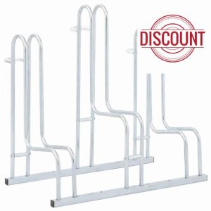 idaXL Galvanised Steel Bicycle Stand – Freestanding Indoor/Outdoor 3-Bike Rack