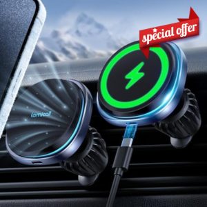 Lamicall 15W for MagSafe Car Mount Charger - [Upgraded Cooling Fan] Fast Charging Wireless Phone Holder for Car - Hands Free Magnetic Car Phone Holder Air Vent for iPhone 15 14 13 12 Series - Black