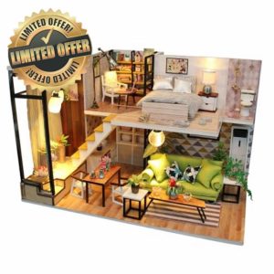 SICSHTOP DIY Miniature Dollhouse Kit-Duplex Cosy Cottage