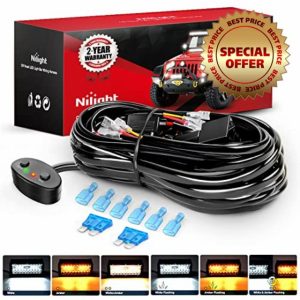 Nilight 16AWG Wiring Harness Kit 2 Leads Specially Customized for 6 Modes Amber White Strobe Light Bar Off Road LED Work Light 12V On Off Switch Remember and Reset Function