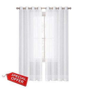 LXHZSY Outdoor Curtains Waterproof Outdoor Patio Voile Sheer Curtains Summer Thermal Insulated Tulle Divider Lawn Curtain Yard Pergola Window Treatment(White