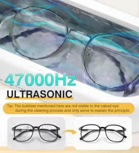 47000Hz Jewellery Cleaner for Necklace Ring Glasses Jewelry Necklace Ring Glasses Watch Coins Denture