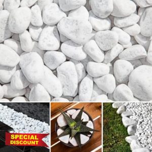 Carrara Decorative Natural Marble SNOW WHITE 20-40mm 20 kg Pure White Pebbles Stones Gravel Chippings Landscape Garden Home (20