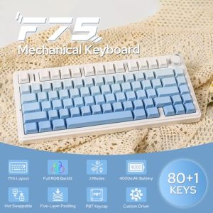 75% Wireless Gaming Keyboard with Five-Layer Padding&Knob