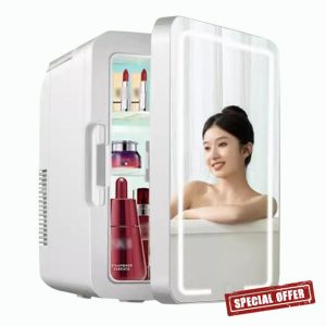 8/12 Liter Portable Beauty Makeup Skincare Fridge Portable Mirrored Beauty Fridge With LED Lighting For Makeup Storage