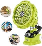 YEX-BUR Camping Fan with LED Lantern for Dewalt 18V Li-ion Battery Portable Handheld Fans with 3 ...