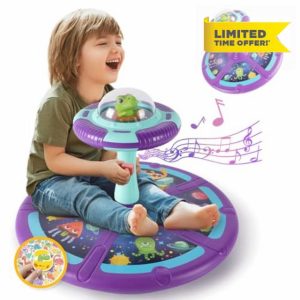 Dinosaur Sit and Spin Toy with 60 Stickers 360°Rotation Ride on Toys 1 2 3 4 5 6 Year Old Toddlers LED & 3 Music