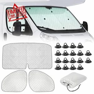 SUPAREE 3Pcs Van Inside Windscreen Sun Shade Thermal Internal Windscreen Covers Front Screen Cover for Motorhome Summer Protector Sun/Heat/UV Compatible with F-iat Ducato/Boxer/Jumpe