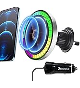 Lvcdodvd Magnetic Phone Car Mount with Light Car Phone Holder Wireless Charger with 18W Adapter A...