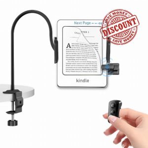 Page Turner Remote & Stand for Kindle - Holder & Remote (Bundle) for reading in bed designed for Kindle Paperwhite Oasis - Easy to use E-Reader page turner clicker with Adjustable Flexible Arm Stand