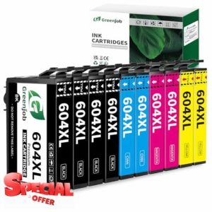 Greenjob 604XL Ink Cartridge Replacement for Epson 604 Ink Cartridges Multipack Compatible with Expression Home XP-2200 XP-2205 XP-3200 XP-3205 XP-4200 XP-4205 Workforce WF-2910 WF-2930 (10-Pack)