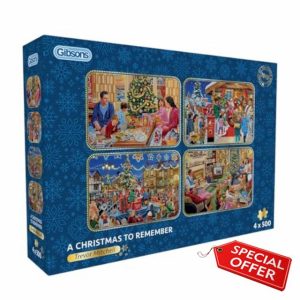 A Christmas to Remember | 4 x 500 Piece Jigsaw Puzzles | Christmas Multi-Box Jigsaw | Sustainable Puzzle for Adults | Premium 100% Recycled Board | Great Gift for Adults | Gibsons Games B Corp