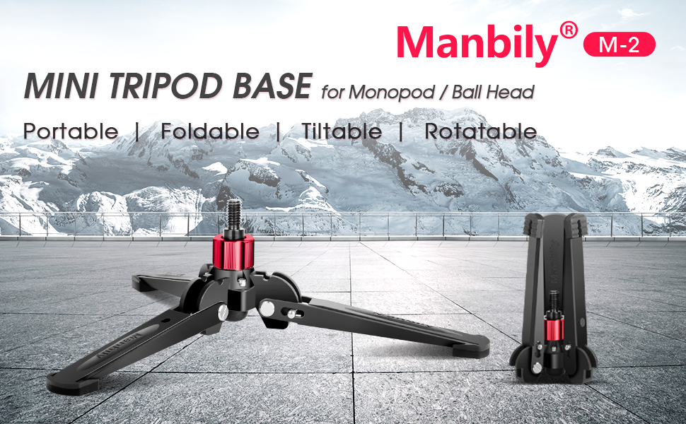Manbily Mini Tripod Base for Monopods 3/8
