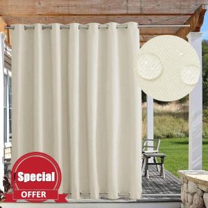 FicaRico Waterproof Windproof Outdoor Curtains for Patio