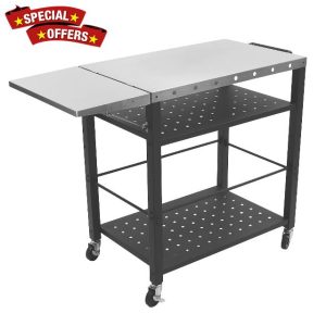 Grill Stand Grill Cart Outdoor Grill Dining Cart 4 tiers Barbecue trolley with Wheels for most portable barbecues Serving trolley for backyard garde