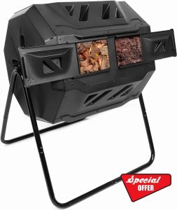 160L Composter Bin Dual Chamber Tumbler Organic Waste Compost Converter BIn Eco Friendly