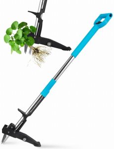 YISSVIC Mechanical Weed Puller Weed Remover Tool Stainless Steel 4-Claw & Foot Pedal