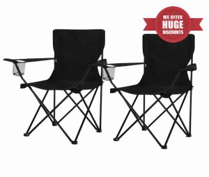 DID | Set of 2 Folding Camping Chairs | Leightweight | Cup Holder & Carry Bag | Ideal for Camping
