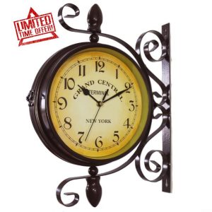 JINSBON Authentic Vintage Double Sided Wall Clock