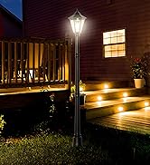 Outsunny Outdoor Garden Solar Post Lamp Sensor Light LED Lantern Bollard Pathway Torch Light 1.77...