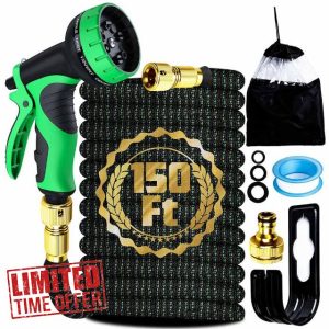 150FT Expandable Garden Hose Pipe 45M with10 Pattern Spray Nozzle Flexible Expanding Magic Hose with 3/4" 1/2" Fittings for Outdoor