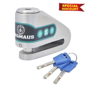 Magmaus® MBL05 [Never-Rust] Motorbike Disc Lock - [High Security] [304 Stainless Steel] - Weatherproof - Reminder Cable - Suitable for Motorcycles