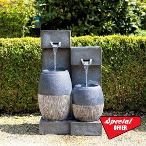 Primrose H74cm Covo Pouring Bowls Water Feature With Lights Outdoor Garden Fountai