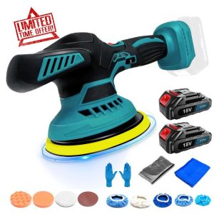 21V Cordless Car Buffer Polisher with 2pcs 3.0Ah Batteries and Charger