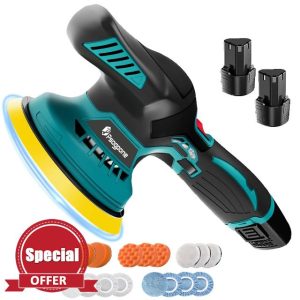 Cordless Car Buffer Polisher 6 Inch Electric Polisher Kit with 2PCS 12V 3.0Ah Battery