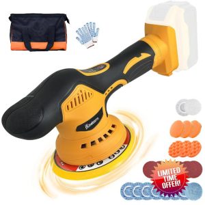 Cordless Car Buffer Polisher for Dewalt Battery 6 Inch Portable Polishing Waxer Kit with 6 Variable Speed 6800RPM Orbital Polisher Power Polisher for Car Detailing/Polishing/Waxing (No Battery)