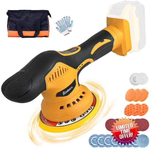 Cordless Car Buffer Polisher for Dewalt Battery 6 Inch Portable Polishing Waxer Kit with 6 Variable Speed 6800RPM Orbital Polisher Power Polisher for Car Detailing/Polishing/Waxing (No Battery)