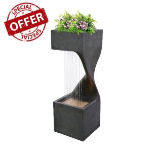 Serenity Spiral Rainfall Water Feature 4 LEDs & Planter 77cm Tall 10m Cable