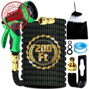 200FT Expandable Garden Hose Pipe 60M with 10 Pattern Spray Nozzle Flexible Expanding Magic Hose with 3/4" 1/2" Fittings for Outdoor