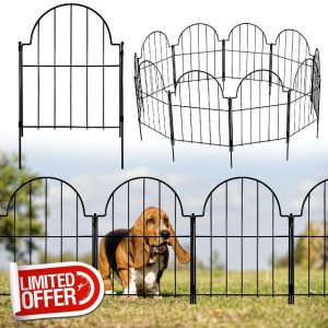 Thealyn Decorative Garden Fence 10 Panels No Dig Metal Fencing 43 cm (H) × 3.3 m (L) Animal Barrier Border for Dog