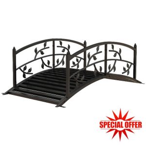Outsunny 1.2M Metal Garden Bridge with Safety Railings